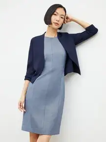 M.M. LaFleur The Sant Ambroeus Jardigan Crop Cardigan Sweater Navy Plus Size 1X