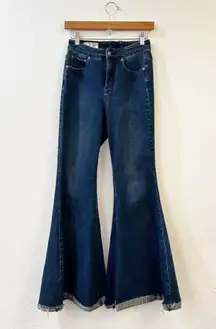 Free People  Crvy Ma Cherie High Waist Flare Jeans In Indigo Blue Size 27