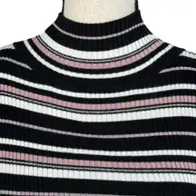 Pink Republic JRS Small Top Striped Long Sleeve Mock Neck Stretch Ribbed Multi
