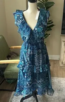 NSR Nordstrom Tiered Ruffle Midi Dress Small