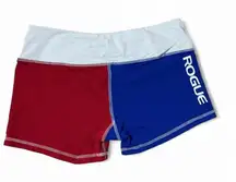 Rogue Athletic Shorts Women's Size L Red Blue White Color Block Gym Workout