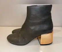 MM6 Maison Martin Margiela Women’s Gray Ankle Block Gold Heel Boots Size 6.5(37)