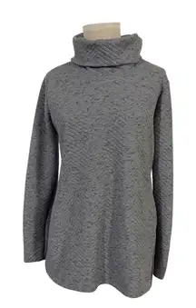 RBX Quilted Chevron Tunic Turtleneck Sweater Women M Gray Long Sleeve Casual