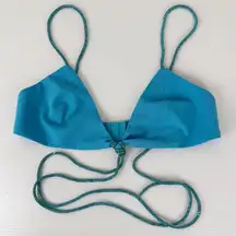 MESHKI Teal Rhinestone Strap Top