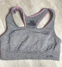 Champion Sports Bra Racer Back Women's Sz M Athletic Gray Pink Pullover Stretch‎