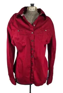 Vintage Converse One Star Button Up Shirt Women Size Small Red Roll Tab Pocket