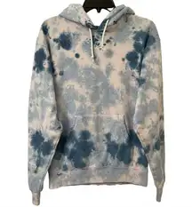 ARTIST UNION Hoodie Tie Dye Blue White Kangaroo pocket Small