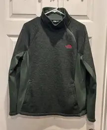 The North Face Green Grey Pink Sweater Women’s‎ Large Cowl Neck Kangaroo Pocket