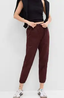 Washwell Plum Purple Twill Ribbed High Rise Relaxed Joggers