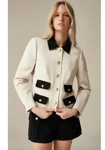 J.Crew Contrast Lady Jacket Textured Linen Blend Dried Wheat Preppy US 8 NWT