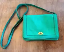 J. CREW Handbag Kelly Green Leather Crossbody Bag‎ 3-in-1