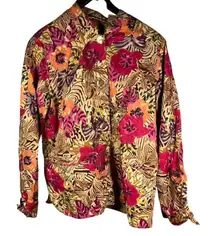 Vintage 90's Laura Ashley Floral Jacket Silk Cotton Button Down Womens Medium