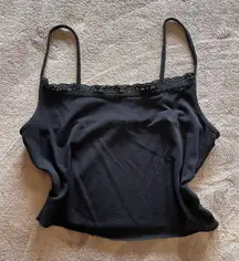 GAP Stretch Crop Basic Cotton Black Cami Tank Top Women’s Sz S GUC