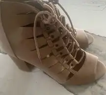 Rampage 9.5 Lace Up Ankle Boots Peep Toe Women’s