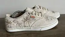 Vans Gold Metallic Palm Trees Women's Shoe Size 8.5 #629