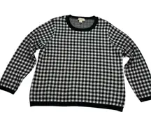 Appleseed’s Black White Mini Checkerboard 100% Cotton Crew Neck Sweater Size L