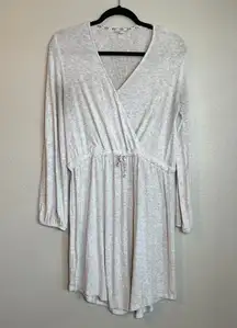 Roller Rabbit Pajama Sz M Ribbed Knit Long Sleeve Dress Gray Cream Quiet Luxury