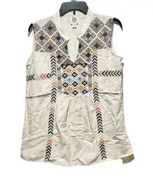 Ivy Jane Embroidered Boho Sleeveless Blouse