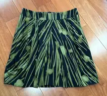 Kenneth Cole Reaction Pleated A-Line Skirt Women Black Green Floral Zip Up sz 8