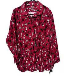 New Sleep Sense PJ Top red dog print flannel soft womens M NWT dalmatian poodle