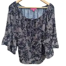 Vintage Betsey Johnson Women's Loose Flowy Peasant Blouse Multicolor Size M Y2K