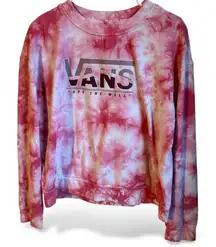 Vans Pink Tie Dye Crop Crewneck Sweatshirt Size Large