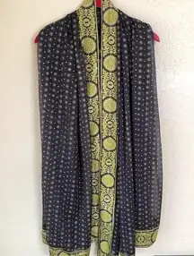 None Black and gold saree Scarf