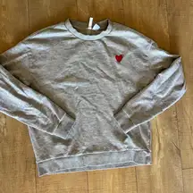 Gray Sweatshirt with Red Heart perfect for Valentine’s Day