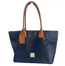 Dooney & Bourke Leather Tote Bag Large Blue Purse Classic