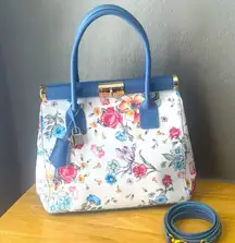 Birkin style vintage Borse in Pelle Floral Handbag Italian Leather Italy NWOT