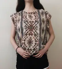 light brown geometric print top