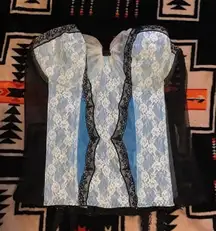 Frederick's Of Hollywood Blue Black And White Corset Top