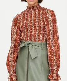 Marie Oliver Glennon Top, Sedona Stripe Rust Cinched Smock Balloon