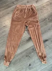 SKIMS Velour Lounge Joggers XS Mocha Brown Soft Cozy Sweatpants