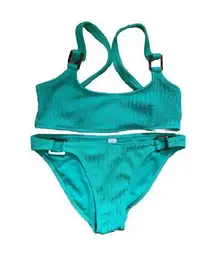 No‎ Boundaries 2 Piece Swimsuit Bikini Green Textered Size Medium