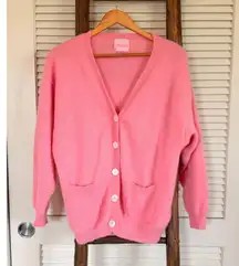 CRUSH Pink 100% Cashmere Cardigan Sweater Cozy Knitwear Soft Luxury Womenswear