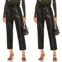 BLANKNYC Paperpag Waist Vegan Leather Pant in Obsidian in Black