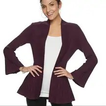Apt. 9 womens cardigan small plumeria ribbed cuffs bell sleeves long sleeve