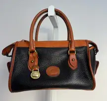 Dooney & Bourke All Weather Leather Satchel Black Brown Vintage Handbag
