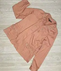 Baccini brown Jean jacket with brown and copper rivet design long sleeve medium