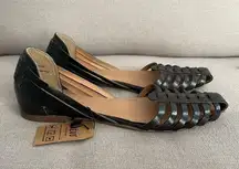 NEW Anthropologie Crevo Leather Sidney Haurache Sandals Black Women’s Size 8.5