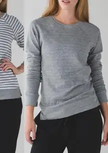 LULULEMON Open Your Heart Long Sleeve II Reversible Gray Striped Heathered XS 4