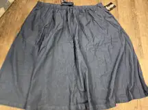 Woman Within NEW Drawstring Denim Skirt Dark Wash Plus Size 28W Petite