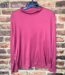 L.L. Bean Maroon Red Supima Cotton Long Sleeve Turtleneck Shirt Women's Large