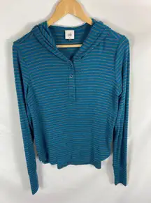 Cabi style 4191 Riff Hoodie striped button front top Size Small