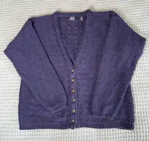 Vintage Gap 100% Cotton Cardigan Sweater Womens Small Navy Blue 80s 90s Chunky