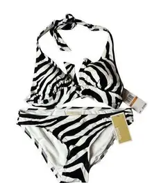 Michael Kors  Swim Bikini Set Women S Black White Zebra Print Beach Pool Swim NEW