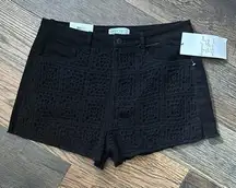 Vanilla Star Black Boho Denim with Granny Square Crochet Design Size w29/9