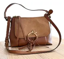 See By Chloe Joan Crossbody Shoulder Bag Brown Leather Suede Ring Accent