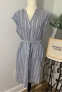 3/$20 NEW Jones New York Blue and White Linen Blend Belted Dress